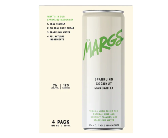 Sip Margs Sparkling Coconut Margarita 12oz 4-Pack Can