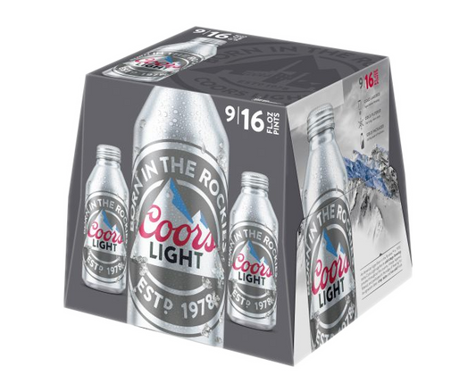 Coors Light 16oz 9-Pack Aluminum Bottle