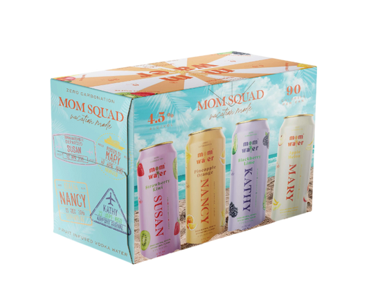 Mom Water Mom Squad Vacation Mode Variety Pack 12oz 8-Pack Can