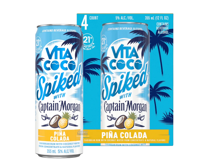 Vita Coco Spiked With Captain Morgan Pina Colada 12oz 4-Pack Can