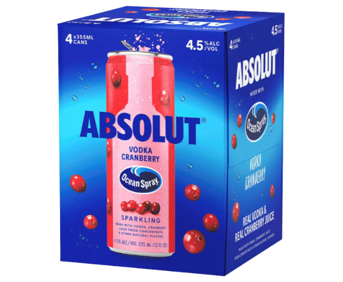 Absolut Cranberry 355ml 4-Pack Can