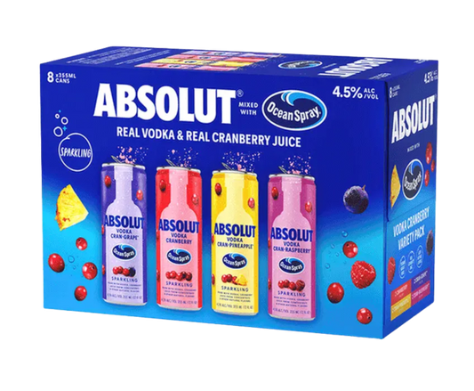 Absolut Ocean Spray Cranberry Variety 12oz 8-Pack Can