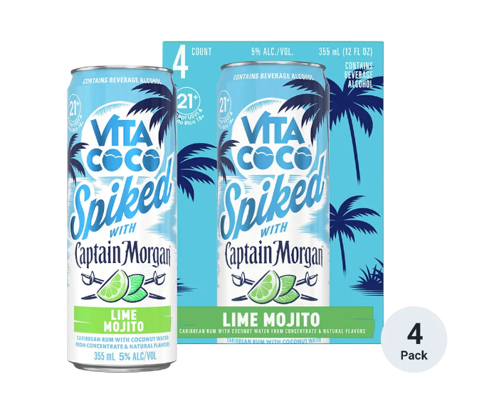 Vita Coco Spiked With Captain Morgan Lime Mojito 12oz 4-Pack Can