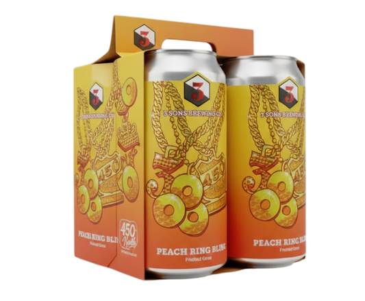 Three Sons Peach Ring Bling 16oz 4-Pack Can (Scan Correct Item)