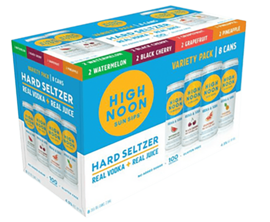 High Noon Hard Seltzer Vodka Tailgate Variety Pack 12oz 8-Pack Can