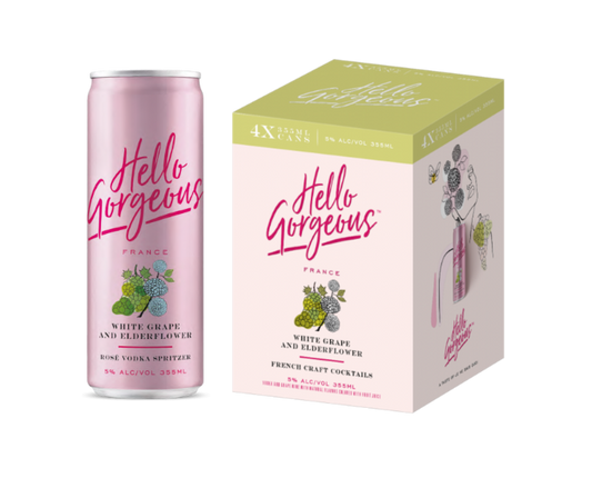 Hello Gorgeous White Grape and Elderflower Rose Vodka Spritzer 355ml 4-Pack Can