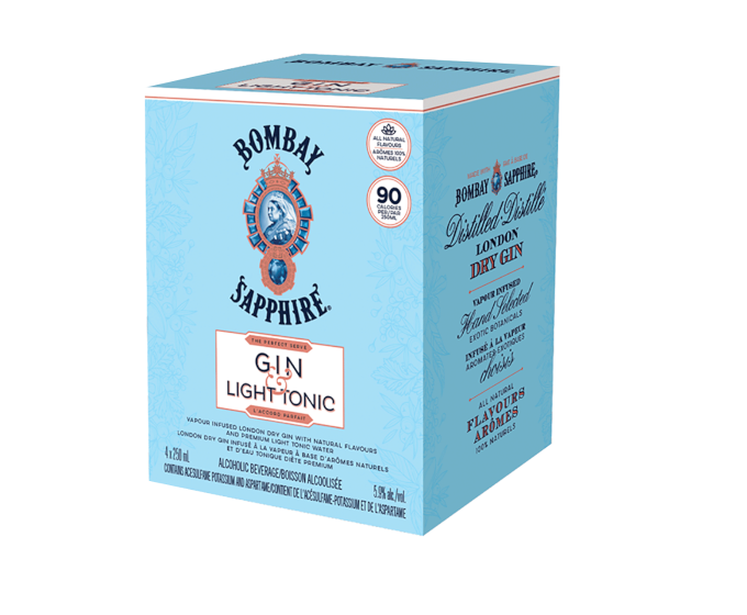 Bombay Sapphire Gin & Tonic Light 250ml 4-Pack Can