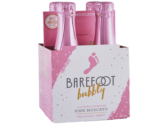 Barefoot Bubbly Pink Moscato 187ml 4-Pack Bottle