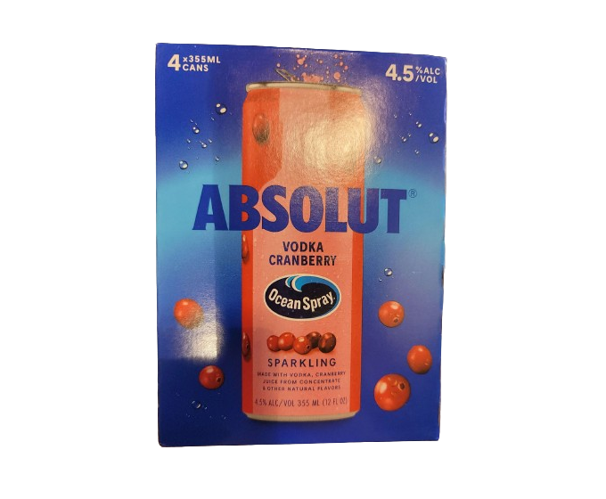 Absolut Cranberry 355ml 4-Pack Can